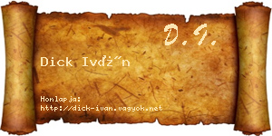 Dick Iván névjegykártya